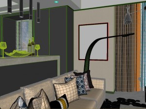 panoramic modern style living room restaurant space 23 Modello 3D