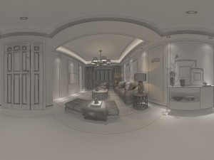 panoramic modern style family living room restaurant 26 3D मॉडल
