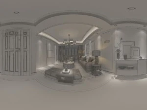 panoramic modern style family living room restaurant 26 3D Model