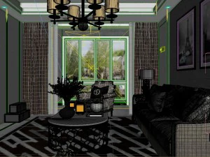 panoramic modern style family living room restaurant 26 3D Model