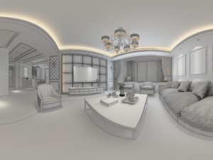 panoramic modern style family living room restaurant 26 3D मॉडल