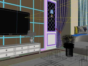 panoramic modern style family living room restaurant 26 3D Model