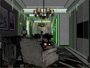 panoramic modern style family living room restaurant 26 3D Model