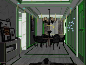 panoramic modern style family living room restaurant 26 3D मॉडल