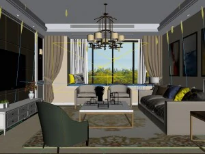 panoramic modern style family living room restaurant 26 3D Model