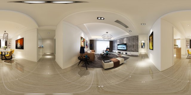 panoramic modern style family living room restaurant 26 3D मॉडल .c4d .max .obj .3ds .fbx .stl .blend 