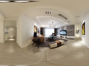 panoramic modern style family living room restaurant 26 3D Model