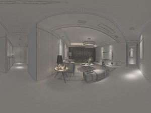 panoramic modern style family living room restaurant 26 3D मॉडल