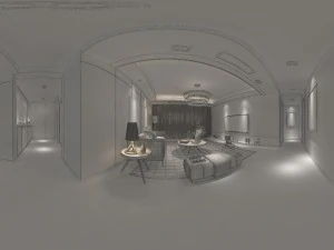 panoramic modern style family living room restaurant 26 3D Model