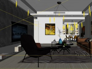 panoramic modern style family living room restaurant 26 3D मॉडल