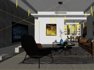 panoramic modern style family living room restaurant 26 3D Model