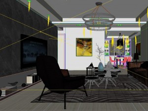 panoramic modern style family living room restaurant 26 3D मॉडल