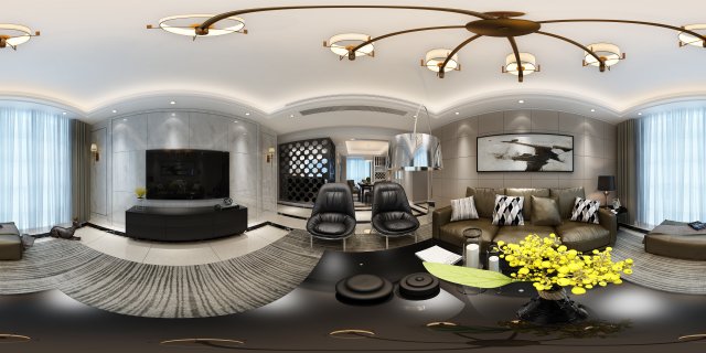 panoramic modern style living room restaurant space 28 3D 모델 .c4d .max .obj .3ds .fbx .stl .blend 