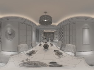 panoramic modern style living room restaurant space 28 3D 모델
