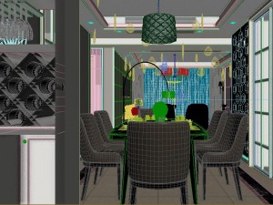 panoramic modern style living room restaurant space 28 3D 모델