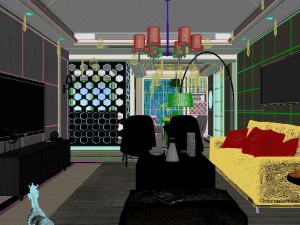 panoramic modern style living room restaurant space 28 3D 모델