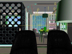 panoramic modern style living room restaurant space 28 3D 모델