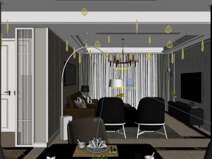panoramic modern style living room restaurant space 28 3D 모델