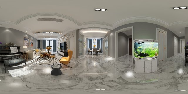 panoramic modern style living room restaurant space 28 3D 모델 .c4d .max .obj .3ds .fbx .stl .blend 
