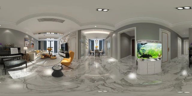 panoramic modern style living room restaurant space 28 3D Model .c4d .max .obj .3ds .fbx .stl .blend 