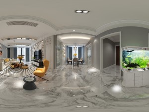 panoramic modern style living room restaurant space 28 3D Model