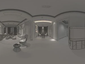 panoramic modern style living room restaurant space 28 3D Model