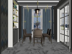panoramic modern style living room restaurant space 28 3D 모델