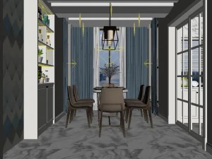 panoramic modern style living room restaurant space 28 3D Model