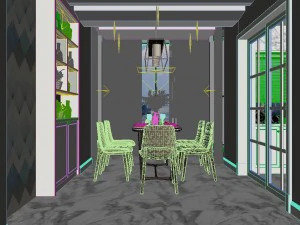 panoramic modern style living room restaurant space 28 3D Model