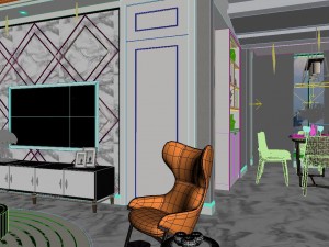 panoramic modern style living room restaurant space 28 3D 모델