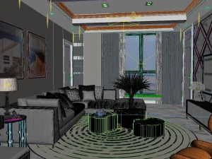 panoramic modern style living room restaurant space 28 3D Model