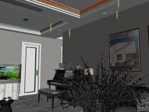 panoramic modern style living room restaurant space 28 3D Model