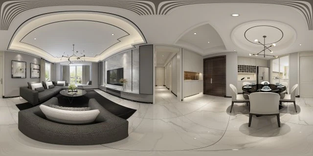panoramic modern style living room restaurant space 29 3D Model .c4d .max .obj .3ds .fbx .stl .blend 