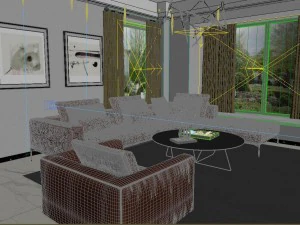 panoramic modern style living room restaurant space 29 3D Model