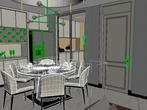 panoramic modern style living room restaurant space 29 Modelo 3D