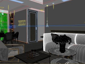 panoramic modern style living room restaurant space 30 3D Model