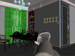 panoramic modern style living room restaurant space 30 3D Model