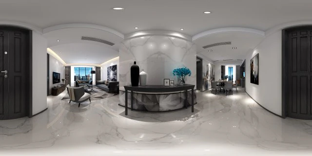 panoramic modern style living room restaurant space 31 3D Model .c4d .max .obj .3ds .fbx .stl .blend 