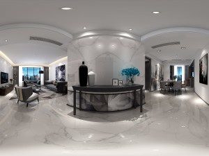 panoramic modern style living room restaurant space 31 3D 模型