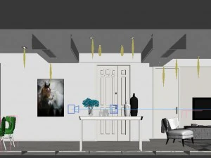 panoramic modern style living room restaurant space 31 3D Model