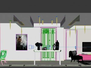 panoramic modern style living room restaurant space 31 3D Model
