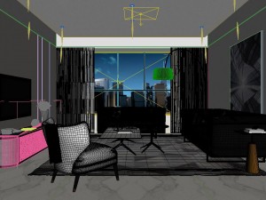 panoramic modern style living room restaurant space 31 Modèle 3D