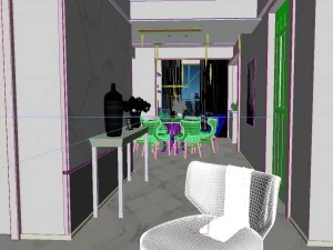 panoramic modern style living room restaurant space 31 3D Model
