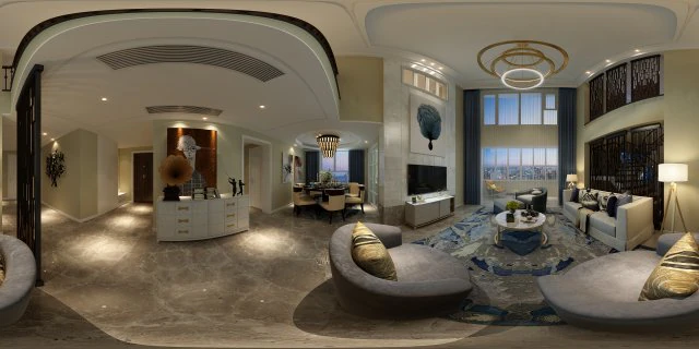 panoramic modern style living room restaurant space 32 3D Model .c4d .max .obj .3ds .fbx .stl .blend 
