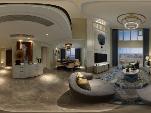 panoramic modern style living room restaurant space 32 3Dモデル