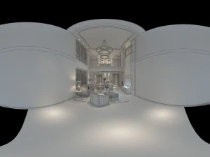panoramic modern style living room restaurant space 32 3D Model