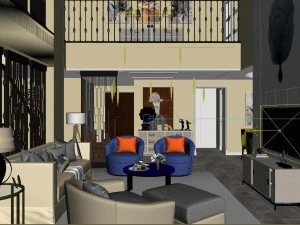 panoramic modern style living room restaurant space 32 3D Model