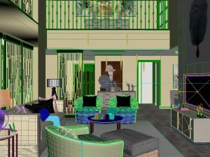 panoramic modern style living room restaurant space 32 3D Model