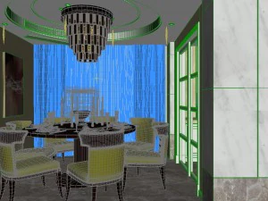 panoramic modern style living room restaurant space 32 3D Model
