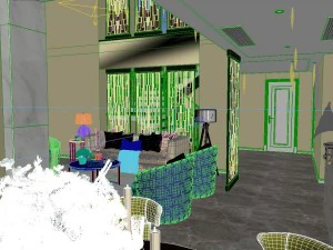 panoramic modern style living room restaurant space 32 3D Model